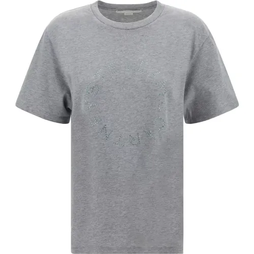 Logo T-Shirt mit Strasssteinen , Damen, Größe: S - Stella Mccartney - Modalova