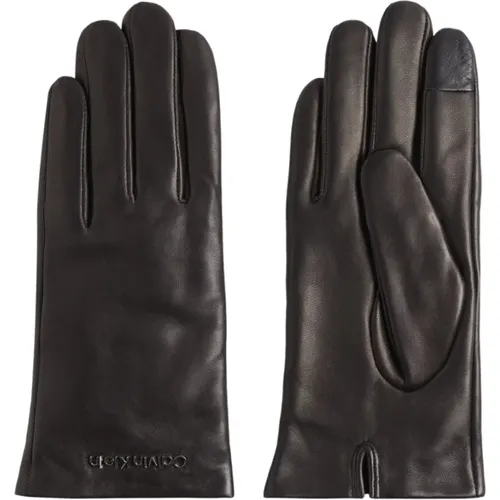 Schwarze Damen Handschuhe , Damen, Größe: M/L - Calvin Klein - Modalova