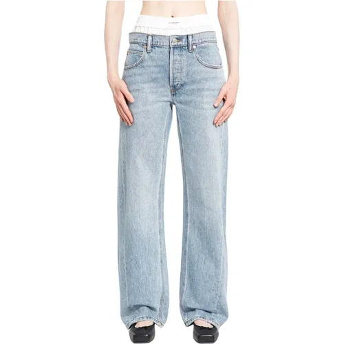 Denim Boxer mit Exponiertem Bund , Damen, Größe: W24 - alexander wang - Modalova