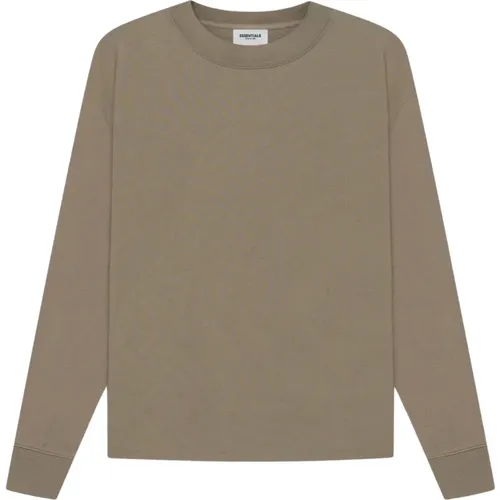 Essentials Langarm T-shirt Taupe , Herren, Größe: 2XS - Fear Of God - Modalova