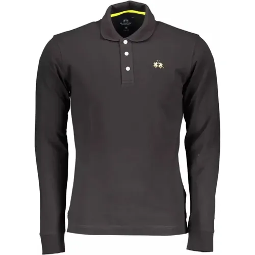 Schwarzes Baumwoll-Poloshirt mit Stickerei , Herren, Größe: 2XL - LA MARTINA - Modalova