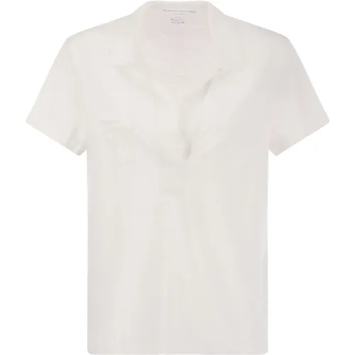 Elegantes Leinen Polo Shirt , Damen, Größe: 2XL - majestic filatures - Modalova