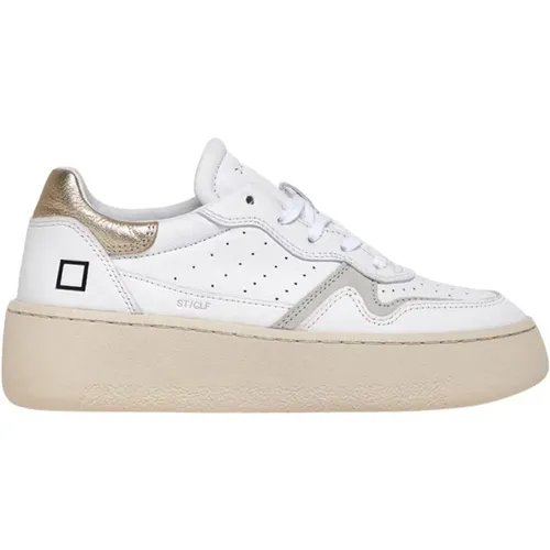 Weiße Platin Leder Sneakers , Damen, Größe: 38 EU - D.A.T.E. - Modalova