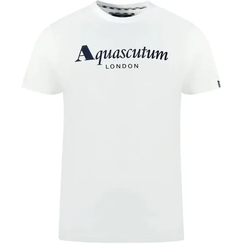 Contrasting Logo Cotton T-Shirt , male, Sizes: XL, M, 2XL, S, L - Aquascutum - Modalova