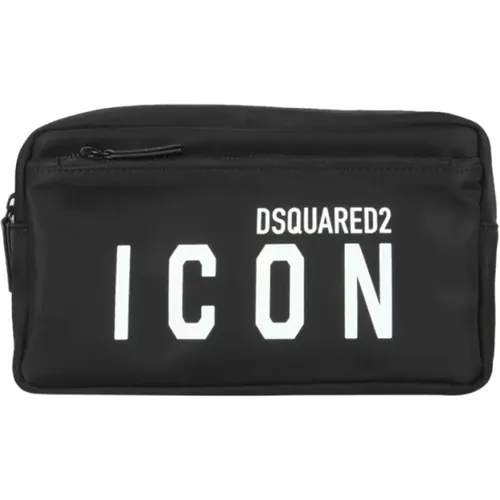 Icon Print Beauty Case with Zipper , male, Sizes: ONE SIZE - Dsquared2 - Modalova