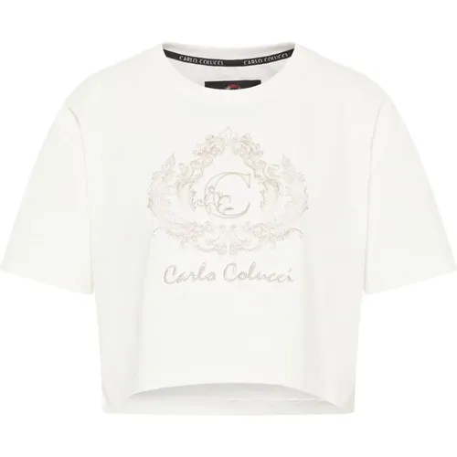 Einzigartiges Cropped Oversize T-Shirt , Damen, Größe: XS - carlo colucci - Modalova