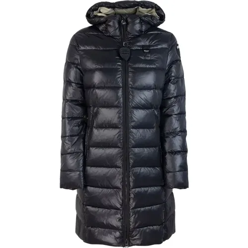 Hooded Coat with Check Pattern , female, Sizes: 2XL, S, M, XS, L, XL - Blauer - Modalova