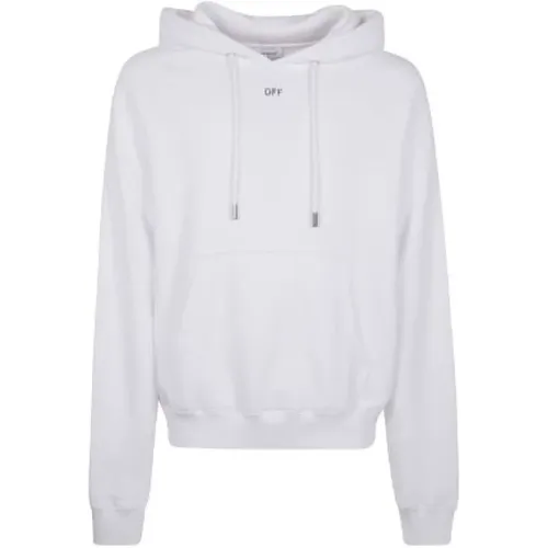 Off , Weiße Bedruckte Kapuzenpullover mit Tasche , Herren, Größe: S - Off White - Modalova