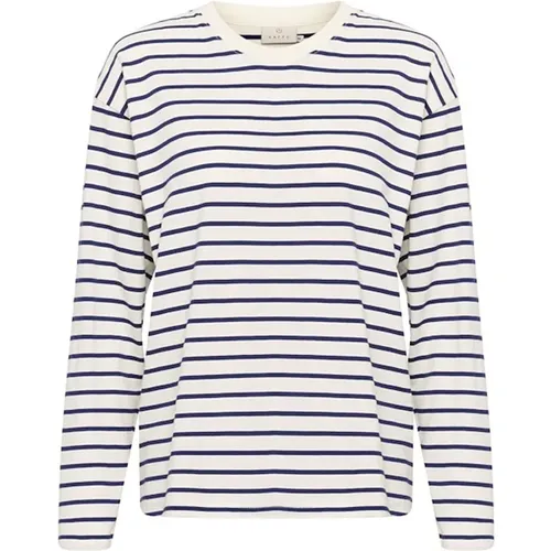 Striped Long Sleeve T-Shirt Antique White/Beacon , female, Sizes: L - Kaffe - Modalova