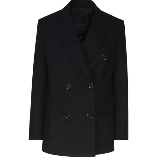 Schwarze Doppelreiher Jacke Klassischer Stil , Damen, Größe: 2XS - pinko - Modalova