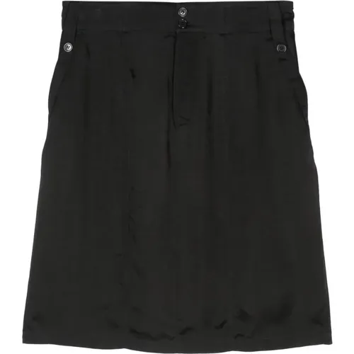 Noir Cupro Pencil Skirt , female, Sizes: S, M - Saint Laurent - Modalova