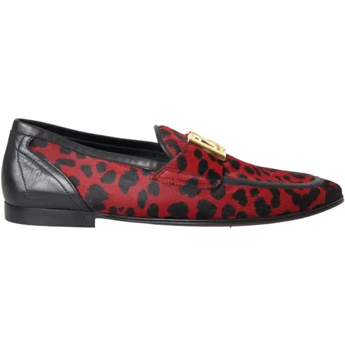 Leopard Loafers Rot Schwarz Formelle Herrenschuhe , Herren, Größe: 41 EU - Dolce & Gabbana - Modalova