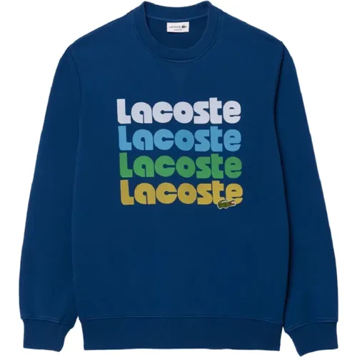 Blaue Stonewashed Sweatshirt Urban Sporty Style , Herren, Größe: XS - Lacoste - Modalova