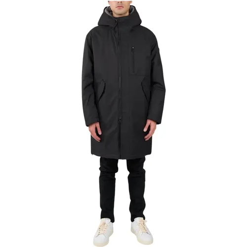 Detachable hood parka with zip closure , male, Sizes: 2XL, XL, M, L - Duno - Modalova