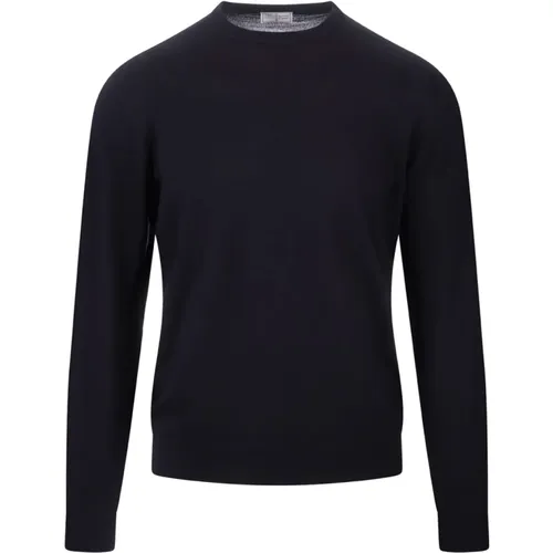 Navy Blue Wool Pullover Sweater , Herren, Größe: 3XL - Fedeli - Modalova