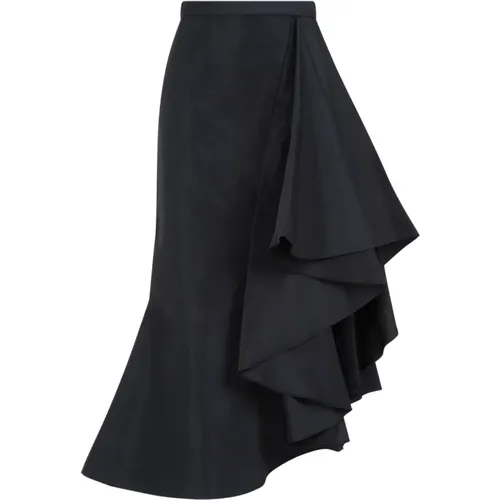 Draped Midi Skirt , female, Sizes: XS - alexander mcqueen - Modalova