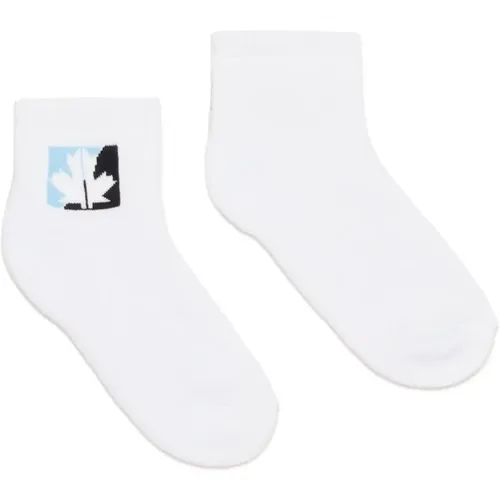 Kurze Socken mit zweifarbiger Blattgrafik - Dsquared2 - Modalova