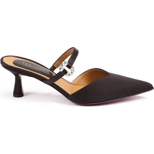 Satin Slingback mit Juwelendetails - Testoni - Modalova