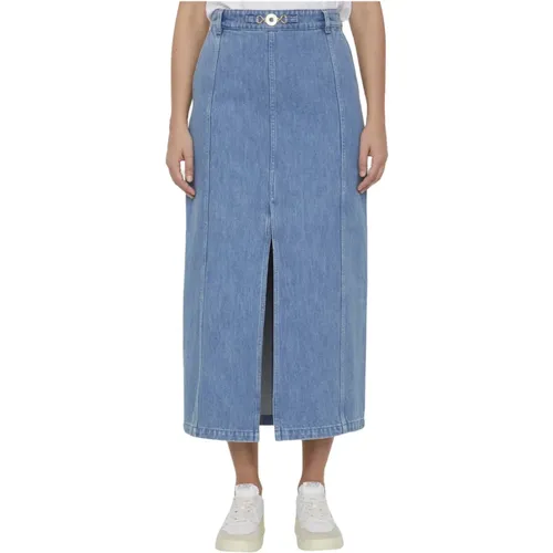 High-Waisted Denim Skirt with Front Slit , female, Sizes: XS, M - Patou - Modalova