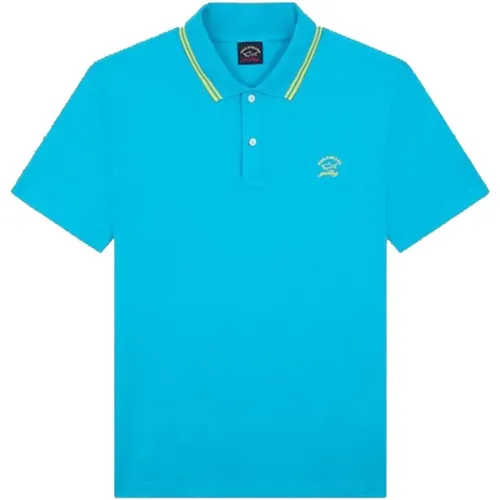 Piqué Polo Shirt with Fluo Detail , male, Sizes: L, M, 2XL, XL - PAUL & SHARK - Modalova