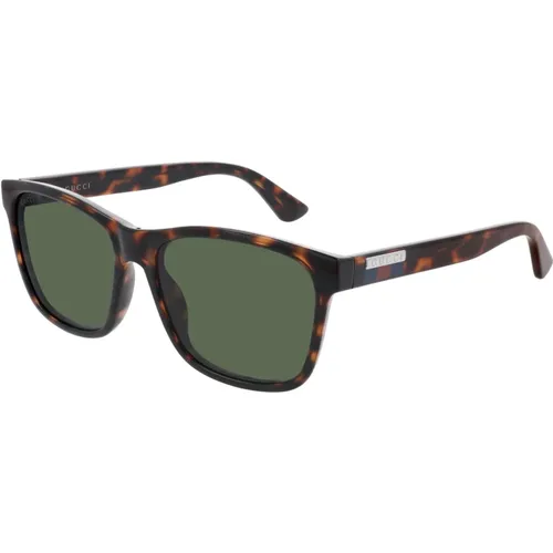Havana/Green Sunglasses , male, Sizes: 57 MM - Gucci - Modalova
