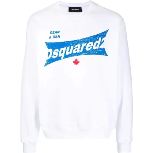 Branded Jersey Sweatshirt with Logo Print , male, Sizes: L - Dsquared2 - Modalova