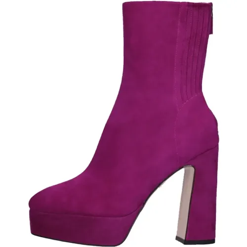 Leather Block Heel Boots , female, Sizes: 7 UK, 6 UK - Lola Cruz - Modalova