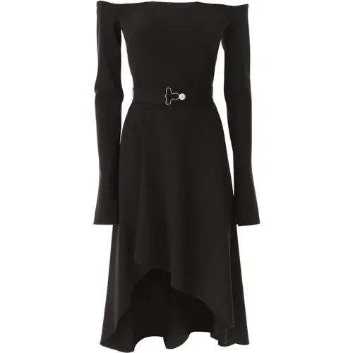 Schwarzes Trägerloses Kleid mit Gürtel , Damen, Größe: M - Moschino - Modalova