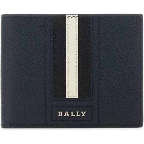 Navy leather wallet , male, Sizes: ONE SIZE - Bally - Modalova