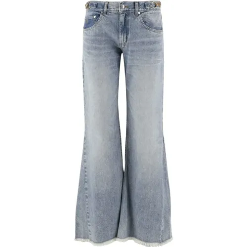 Wide Leg Denim Jeans mit gesticktem Logo , Damen, Größe: W28 - Stella Mccartney - Modalova