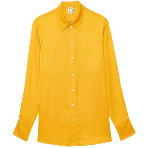 Gelbes Satinshirt mit Buttercup-Design , Damen, Größe: XS - Ines De La Fressange Paris - Modalova