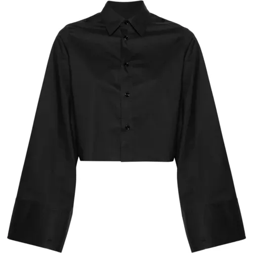 Schwarzes Popeline Klassisches Hemd mit Kragen , Damen, Größe: 2XS - MM6 Maison Margiela - Modalova