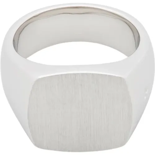 Silver Signet Ring Cushion Satin , male, Sizes: 60 MM, 62 MM, 64 MM - Tom Wood - Modalova