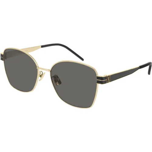 Gold /Grey Sunglasses , female, Sizes: 57 MM - Saint Laurent - Modalova