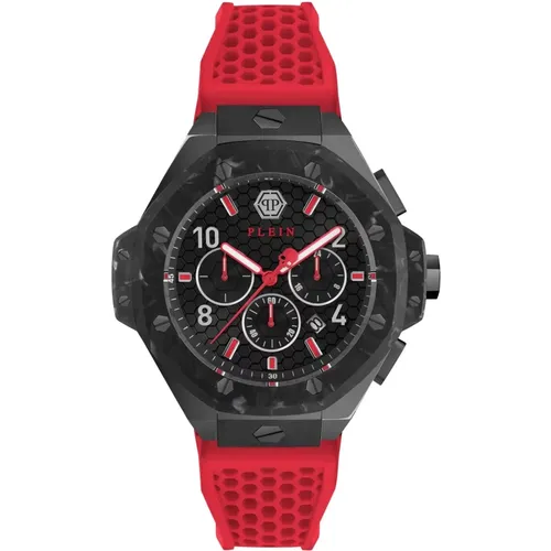 Chrono Royal Red Silicone Watch , male, Sizes: ONE SIZE - Philipp Plein - Modalova