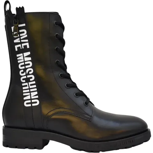 Schwarze Schnürschuhe für Damen Aw21 - Moschino - Modalova