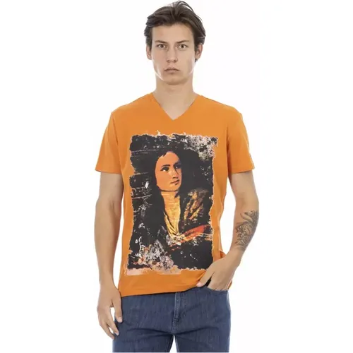 Stylisches V-Ausschnitt T-Shirt mit Frontdruck - Trussardi - Modalova