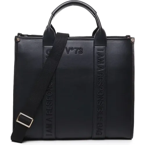 Schwarze Tasche mit gesticktem Logo - V73 - Modalova