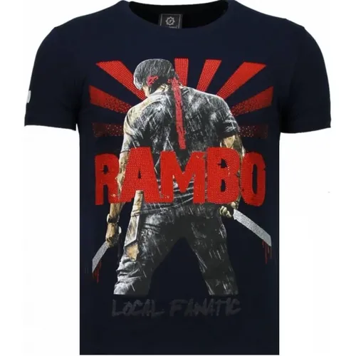 Rambo Shine Rhinestone - Herren T-Shirt - 5769B , Herren, Größe: XL - Local Fanatic - Modalova