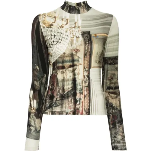 Graphic Print Mock Neck Sweater , female, Sizes: XS, S - Vivienne Westwood - Modalova