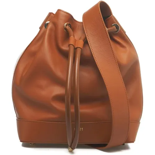 Leder Bucket Bag mit Logo-Details,Leder Eimer Tasche mit Logo Details - N21 - Modalova