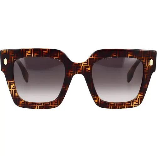 Quadratische Sonnenbrille für Frauen - Roma Fe40101I 55B,Quadratische Acetat-Sonnenbrille in Braun Tortoise,Quadratische Acetat-Sonnenbrille in Braun - Fendi - Modalova