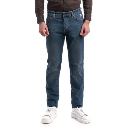 Denim Stretch Jeans Weared Style , male, Sizes: W32, W34, W33, W35 - Roy Roger's - Modalova