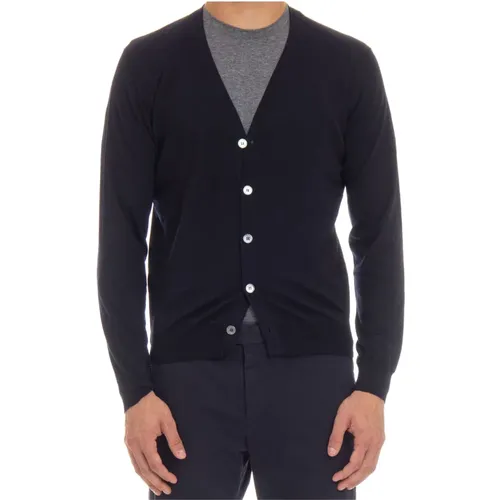 Blauer Cardigan Pullover Extrafeine Wolle , Herren, Größe: M - Drumohr - Modalova