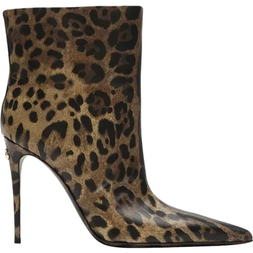 Leopard Print Ankle Boots , female, Sizes: 5 1/2 UK, 4 1/2 UK, 8 UK, 5 UK, 3 UK, 6 1/2 UK, 4 UK - Dolce & Gabbana - Modalova