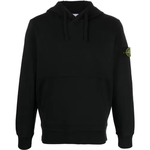 Schwarzer Pullover mit Kapuze und Tasche , Herren, Größe: M - Stone Island - Modalova