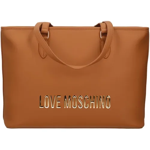 Kamel Shopping Tasche mit Reißverschluss , Damen, Größe: ONE Size - Love Moschino - Modalova
