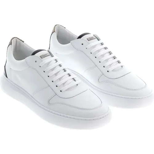 Weiße Ledersneakers mit Monogramm und Abnehmbarem Absatz , Herren, Größe: 43 EU - Herno - Modalova
