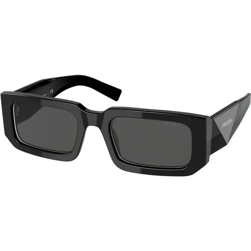 Schwarze/Dunkelgraue Sonnenbrille Symbole PR 06Ys , unisex, Größe: 53 MM - Prada - Modalova
