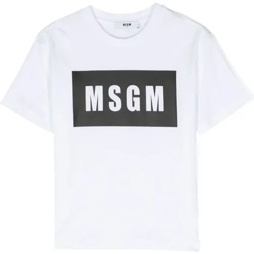 Weißes Baumwoll-Jersey Jungen T-Shirt - Msgm - Modalova